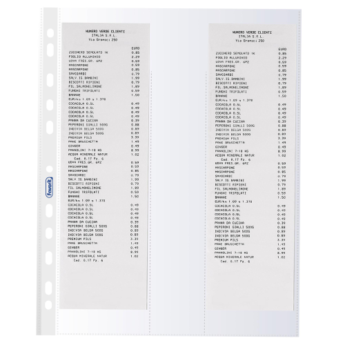 10 Buste forate per 4 scontrini fiscali 25,2X30,7 Favorit